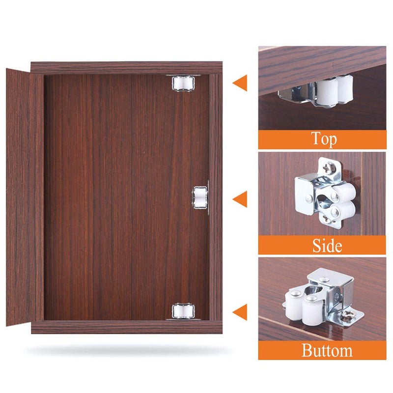 Luomorgo 24 Pack Double Roller Catch Cabinet Latches with Spear Strike for Cupboard Closet Door, Silver - Image 5